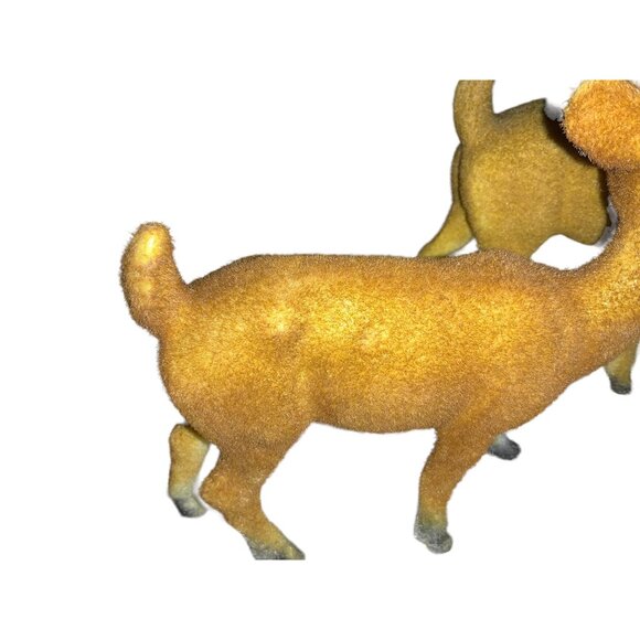 Vintage Flocked Deer Figurines Set Of 2 - Picture 8 of 13